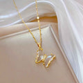 European And American Ins Crystal Zircon Butterfly Pendant Necklace - Norellé