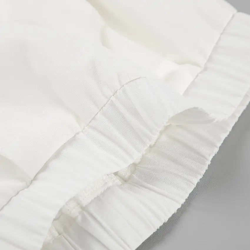 Cotton And Linen V-neck Backless Lace-up Top High Waist Casual Trousers Suit