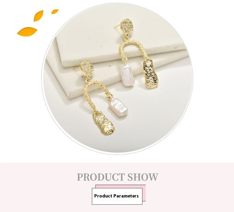Natural Baroque Pearl Earrings Women’s Elegant U-shaped