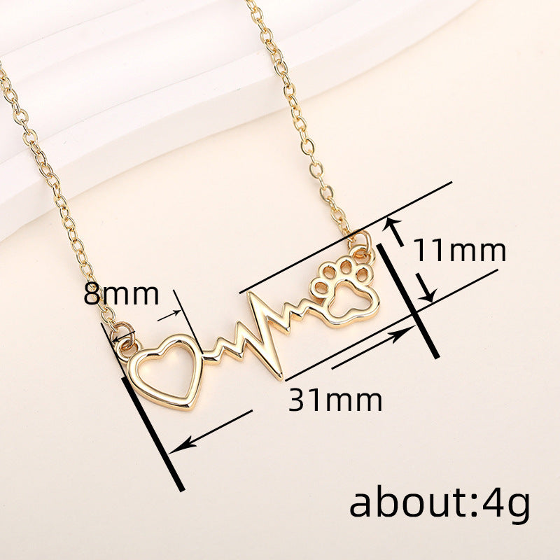 Cat Paw Necklace Heartbeat Chart - Norellé