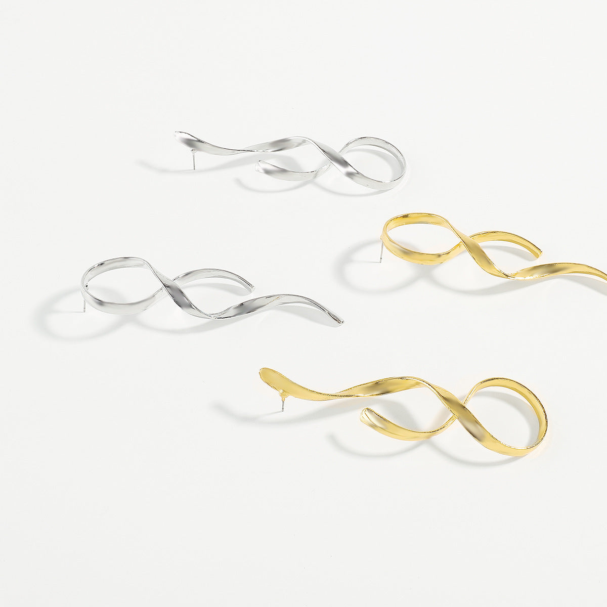 Line Simple Metal Earrings Asymmetric Fashion Earrings - Norellé