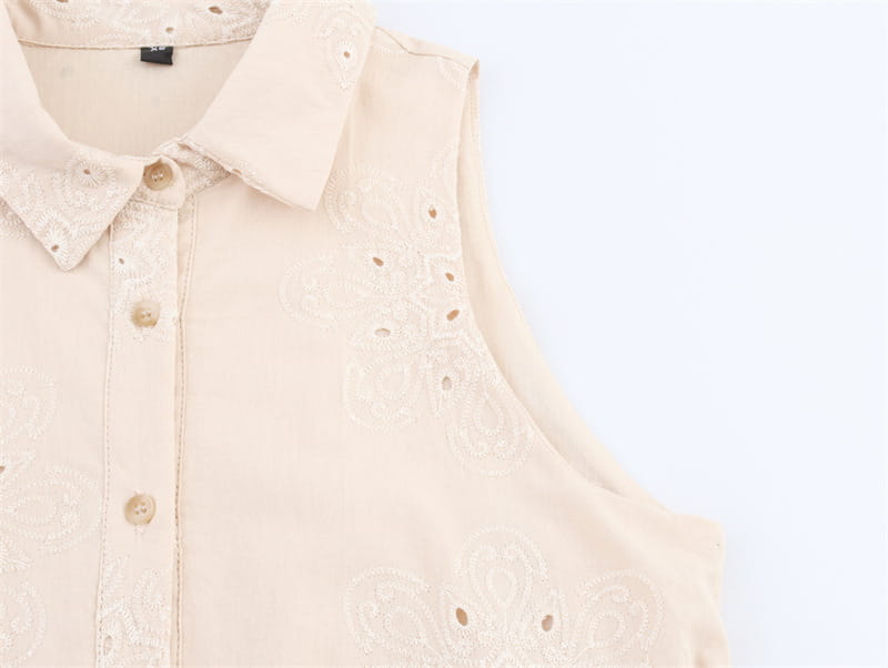 Hollow Embroidery Sleeveless Dress