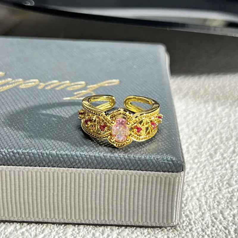 French Rose Zircon Light Luxury High-grade Ring - Norellé
