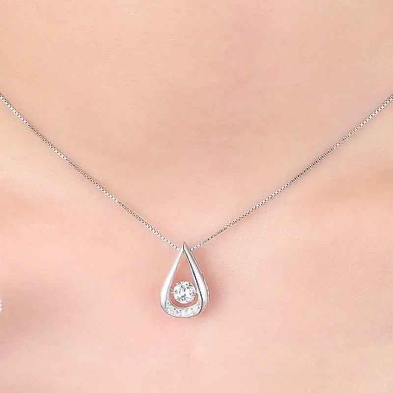 Drop-shaped Diamond-embedded Smart Pendant Necklace - Norellé