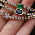 Tennis Zircon Light Luxury Emerald Stainless Steel Plated 18K Gold Necklace - Norellé