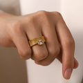 Non-fading Square Diamond Vertical Pattern Ring Retro Rib - Norellé