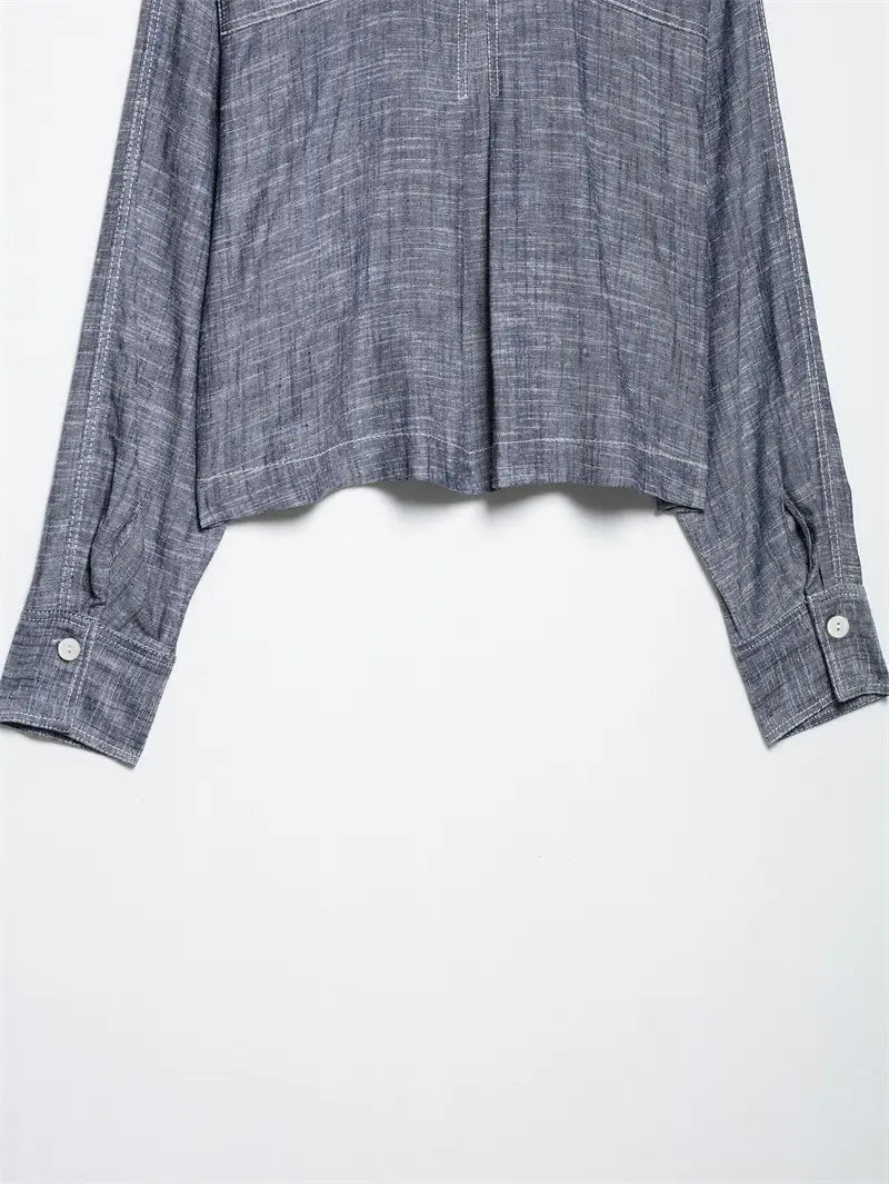 Pocket Decoration Short Shirt Trousers