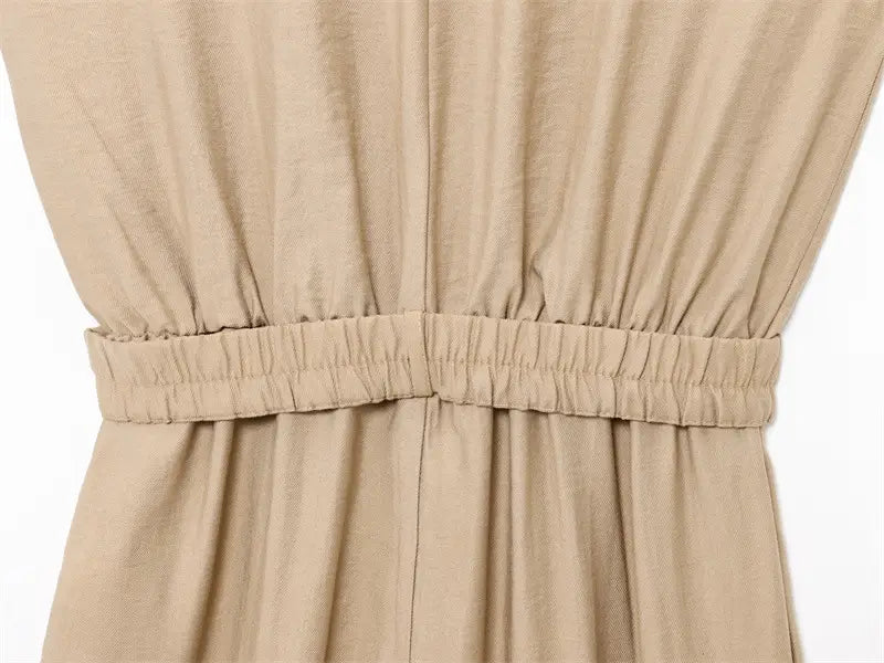 High-grade Sleeveless Slim With Belt Jumpsuit