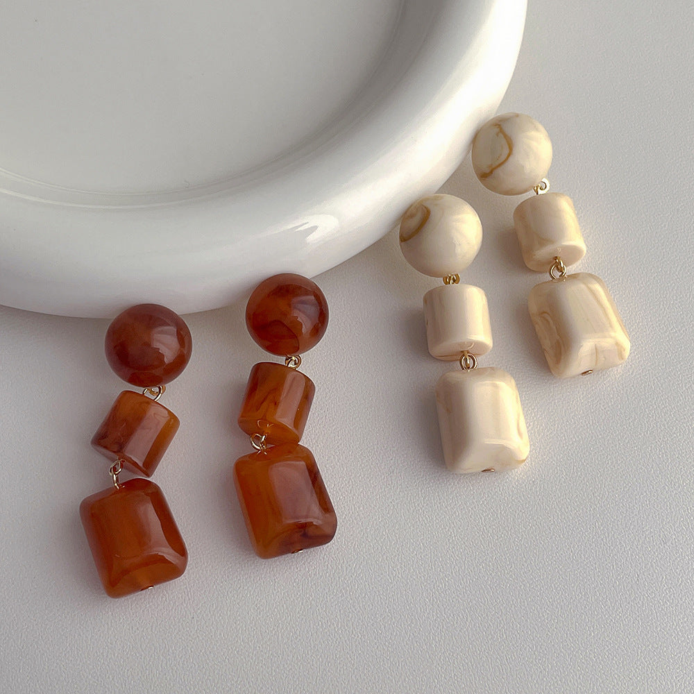Niche Retro Design Resin Earrings Irregular - Norellé