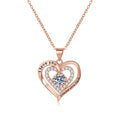 Birthstones Necklace Women's Double Weight Heart Shape With Diamond - Norellé