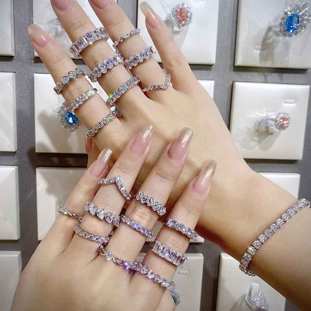 S925 Sterling Silver Zircon Row Diamond Ring - Norellé