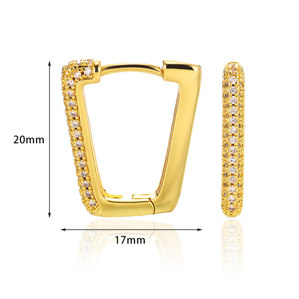 European And American Fashion 18K Gold-plated Square Inlaid Fashion Sense Titanium Steel Earrings - Norellé
