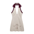 Women's Stitching Stripe Decorative Rib Halter Dress - Norellé