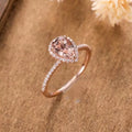 European And American 18K Rose Gold Plated Inlaid Pink Crystal Water Drop Pear-shaped Ring - Norellé