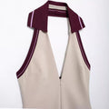 Women's Stitching Stripe Decorative Rib Halter Dress - Norellé