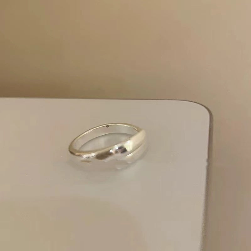 Simple Matte Silver Brushed Ring Women's Light Luxury - Norellé