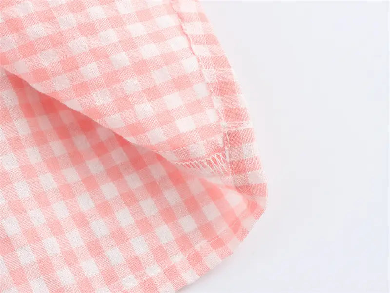 Small Round Lapel Plaid Shirt