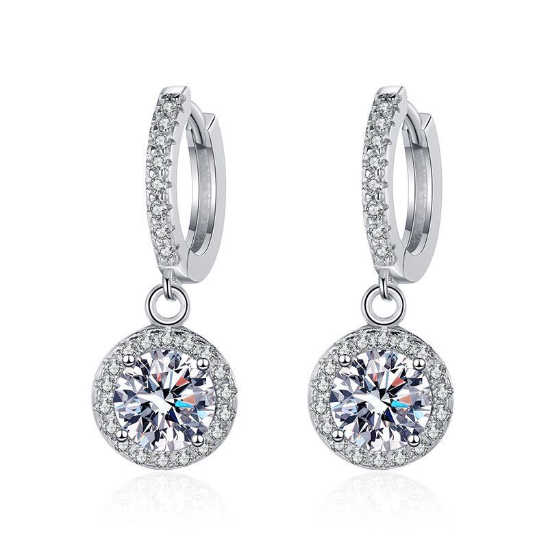 Moissanite Tassel Princess Round Bag 1 Karat Silver Earrings - Norellé
