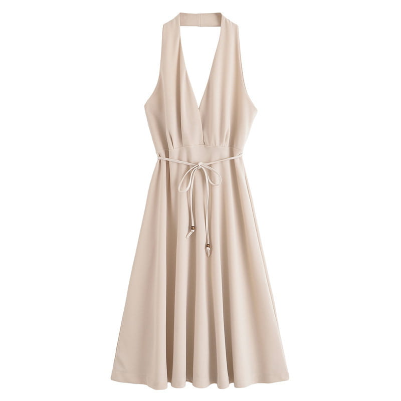 Summer Lace-up Hanging Collar Sleeveless Dress