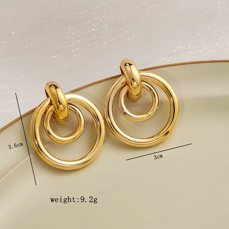 Silver Needle Retro Hoop Earrings