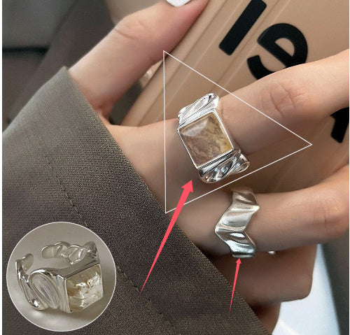 Shiny Geometric Ring Female Fashion Temperament Multi-layer Line Open Ring I - Norellé