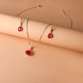 Green Red Drop Shape Necklace And Earrings Suite - Norellé