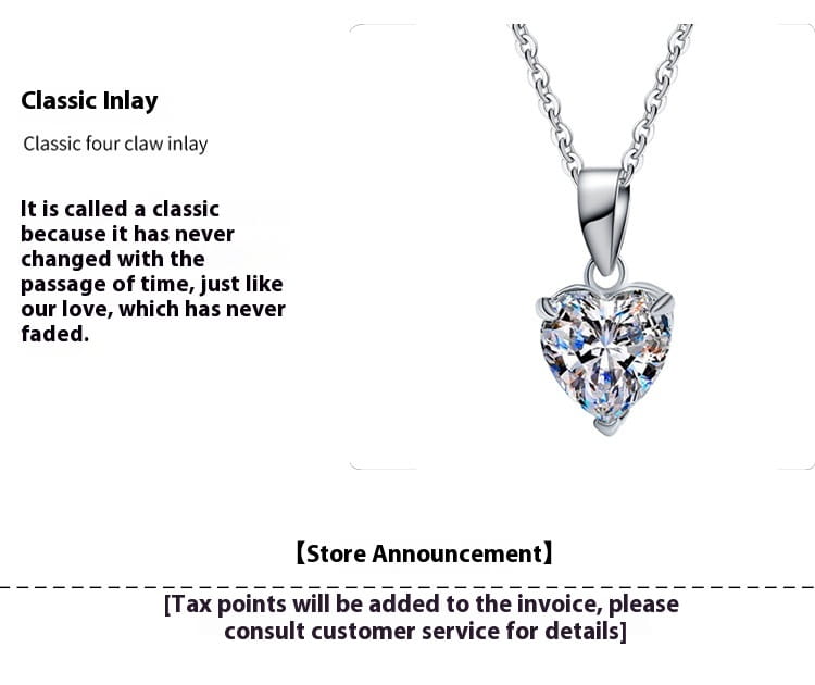 S925 Sterling Silver Moissanite Pendant Heart Necklace