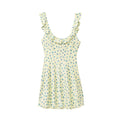 French Retro Silk Satin Texture Printed Round Neck Dress - Norellé