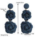 Fall Winter Cowboy Fabric Flower Earrings Multi-layer Long - Norellé