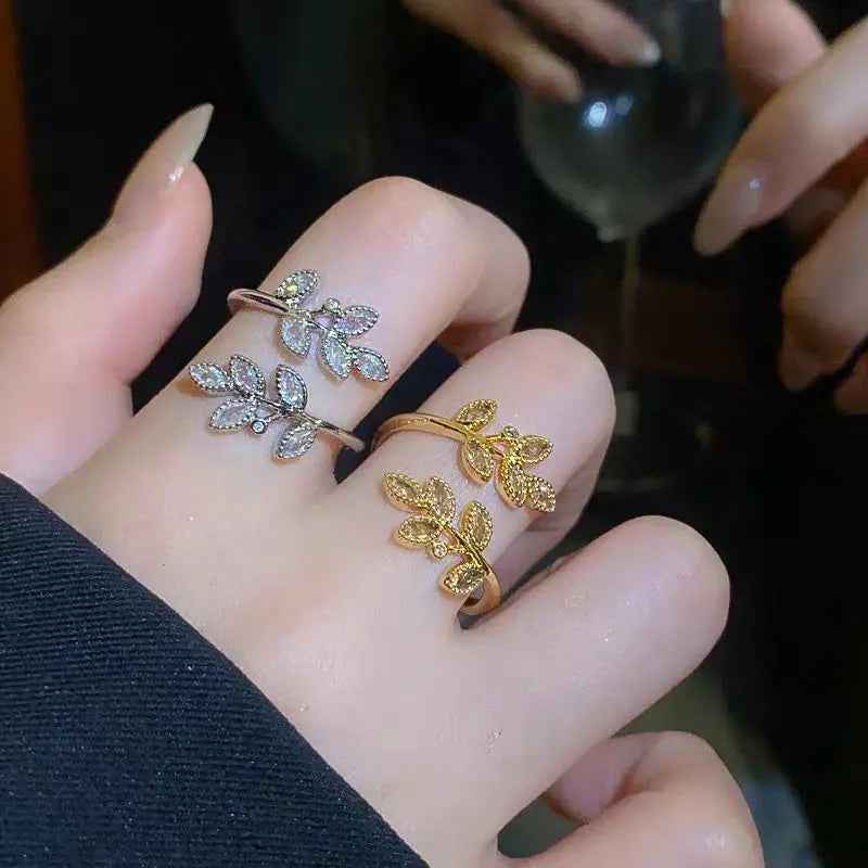 Leaves Open Ring Female Light Luxury Temperament High Sense - Norellé