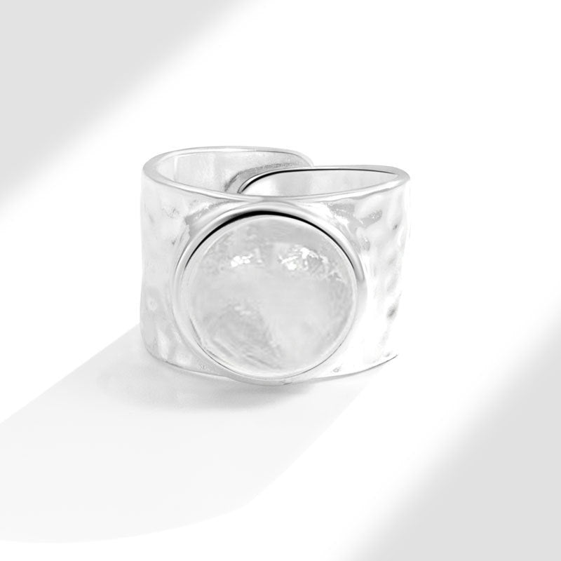 Inlaid Natural Crystal Texture Open Ring - Norellé