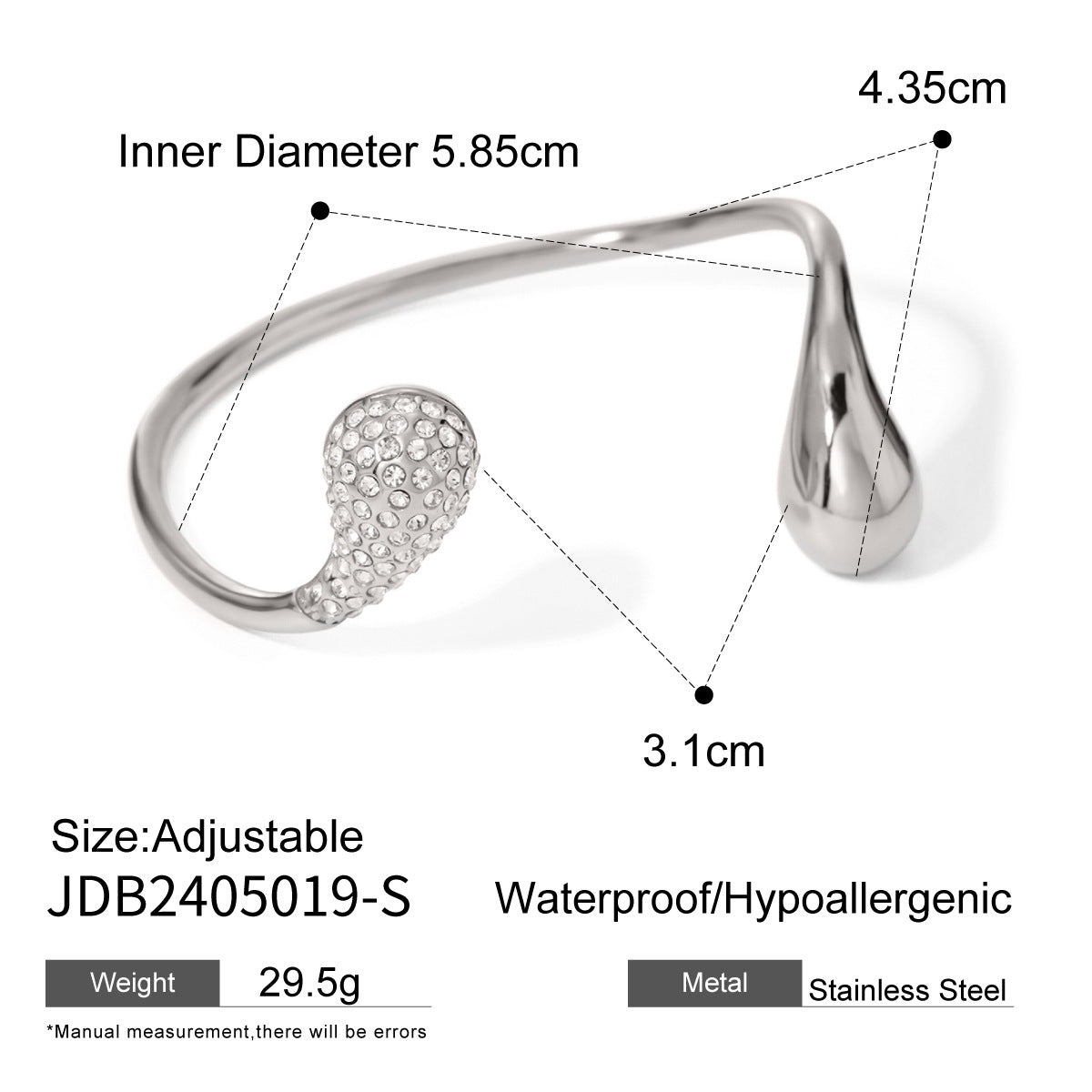 Titanium Steel Bracelet With Diamond Water Drop Does Not Fade - Norellé