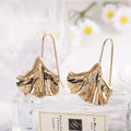 Exaggerated Ginkgo Leaf Golden Metal Alloy Earrings - Norellé