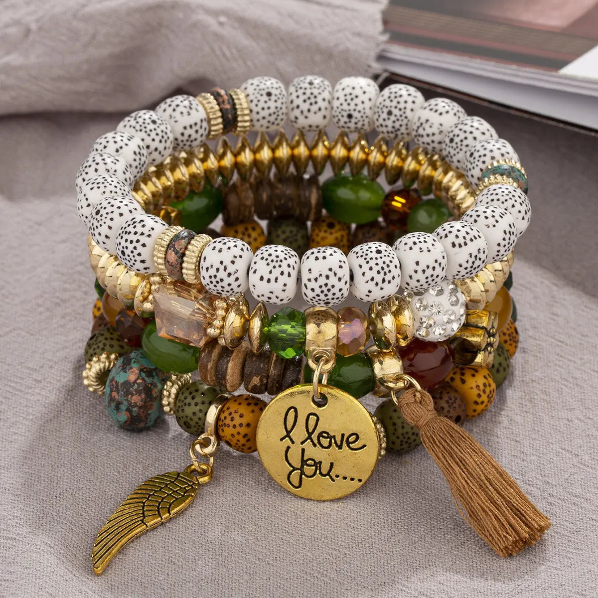 Multi-layer Wooden Bead Beaded Bracelet Elastic Bracelet Alluno