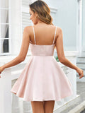 Women's Solid Color Plunging Neckline Waist Halter Dress - Norellé