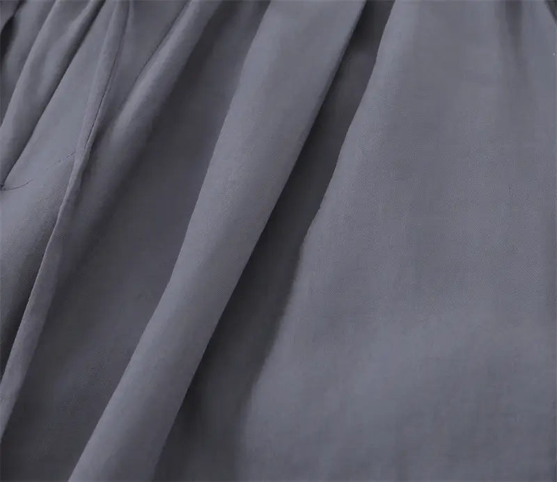 With Belt Paper Bag Type Draping Casual Trousers