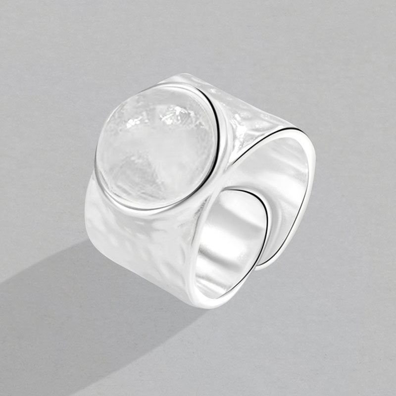 Inlaid Natural Crystal Texture Open Ring - Norellé