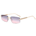 2pcs Rimless Metal Frame Square Sunglasses Women