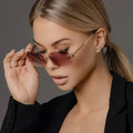 2pcs Women Rimless Polygon Sunglasses