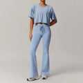 2PCS Women Tracksuit Yoga Set Workout Clothes - Grey Blue 2 / XL / CHINA