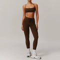 2PCS Women Tracksuit Yoga Set Workout Clothes - Huacha Brown 7 / XL / CHINA