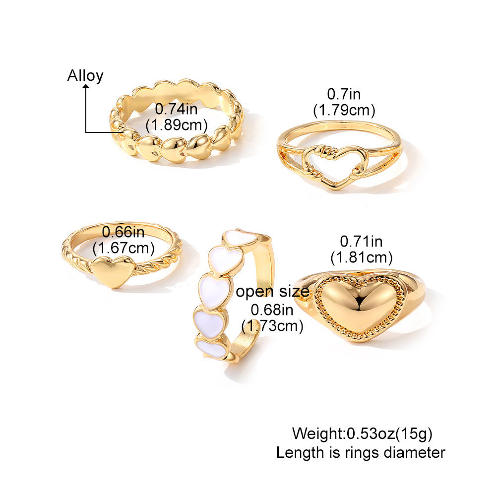 New 5-piece Set Of Love Oil Dripping Knuckle Ring - Norellé