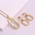 Oval Inlaid Zircon Ear Stud Necklace Female - Norellé