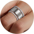 Glossy Trim Rhinestone Ring Titanium Steel - Norellé