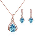 Green Red Drop Shape Necklace And Earrings Suite - Norellé