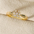 Flower Rhinestone-embedded Personalized Niche Design Shank Ring - Norellé
