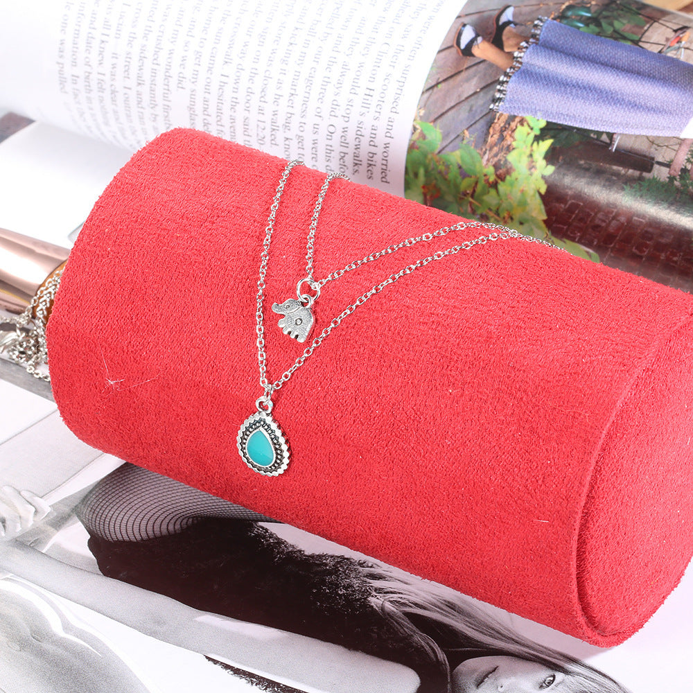 Turquoise Elephant Beaded Multi-layer Necklace - Norellé