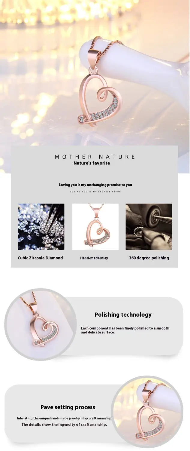 Women’s Heart Necklace Hollow Clavicle Chain