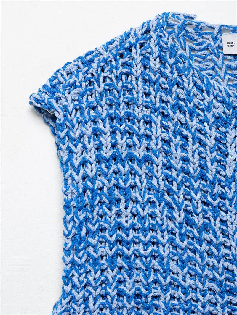 Solid Color Thick Needle Knit Casual Short Vest