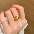Antique Brushed Leaves Spot Drill Flashing Ring - Norellé